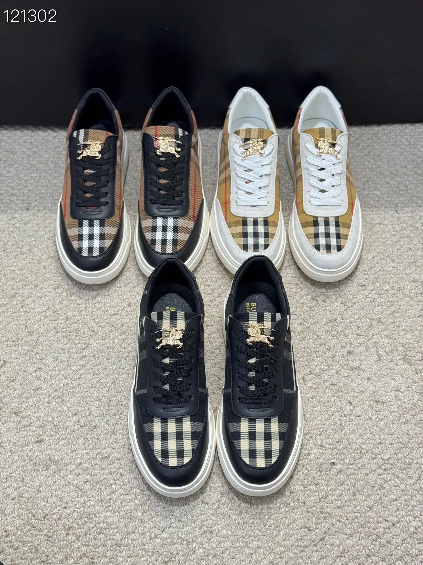 Men's Men's Shoes 💰420 [New Style] 🦑🦑BURBERRY◾▫️The new Burberry men's classic low-top sneakers are reinterpreted with Vintage retro plaid cotton and cowhide material, and are decorated with a new brand logo. Genuine leather lining, wear-resistant and non-slip rubber outsole! Available in multiple colors, a must-have for men. Size: 38-44 (45 customized